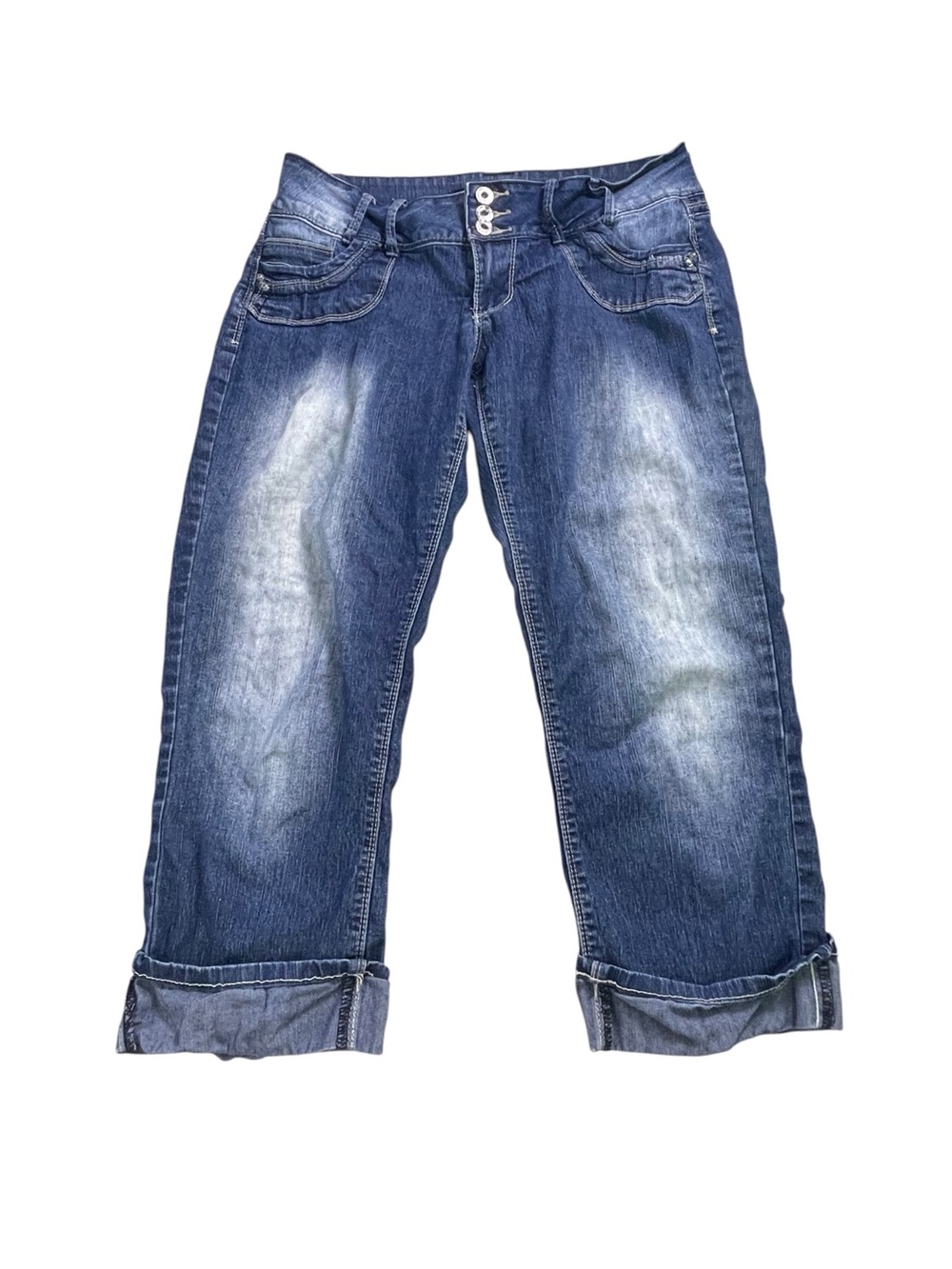 Angels Washed Blue croped Jeans with Rolled Cuffs size 11